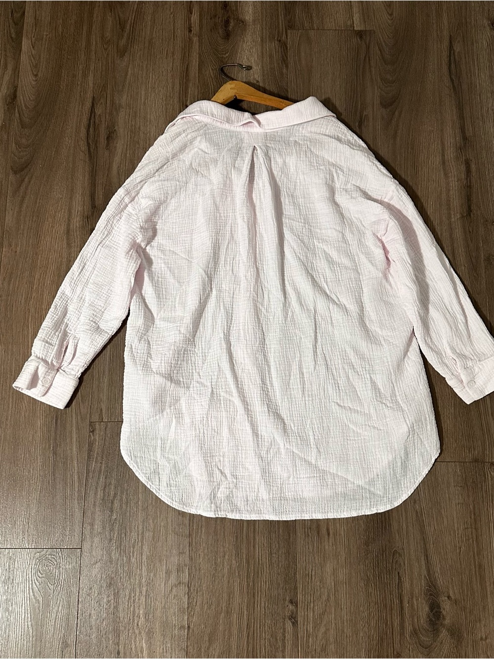 Pale Pink Cotton Gauze Button Down Beach Coverup Shirt - Picture 2 of 6